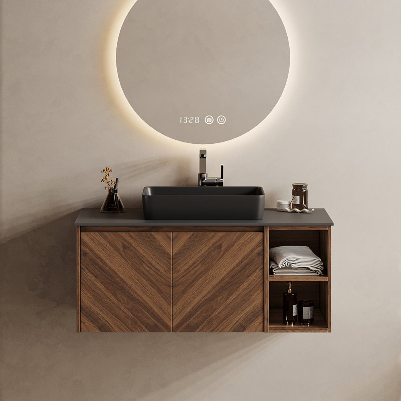 Ebern Designs 35.4" Brown Wood Bathroom Vanity Wayfair